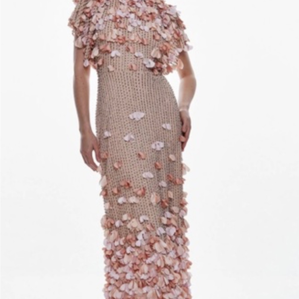 Karen Millen Crystal Appliqué Angel Sleeve Woven Maxi Dress